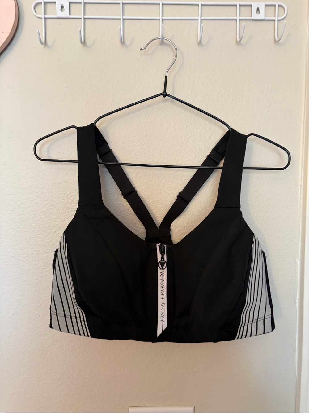 Victoria's Secret Black/Reflective Sports Bra with Front Zip